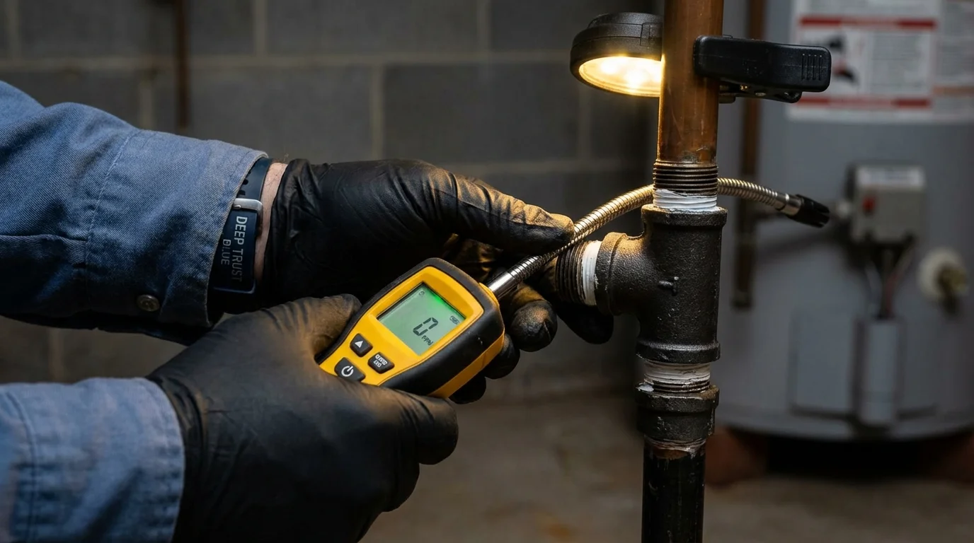 Gas leak detection with electronic sniffer by Johns Plumbing LLC in Kaukauna